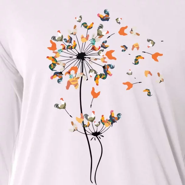 Dandelion Chicken Flower Shirts Floral Chicken Tree Lover Cooling Performance Long Sleeve Crew