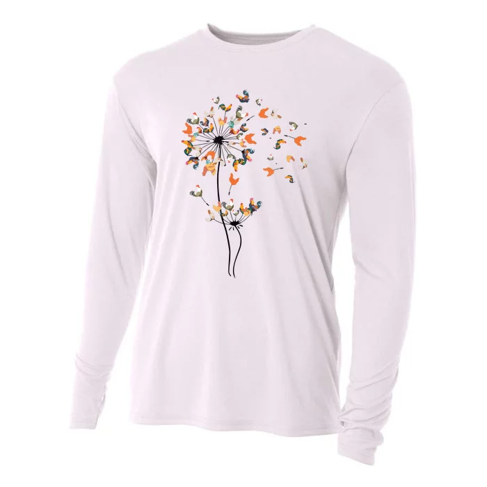 Dandelion Chicken Flower Shirts Floral Chicken Tree Lover Cooling Performance Long Sleeve Crew