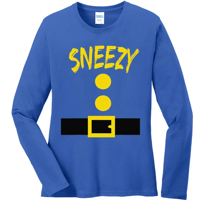 Dwarf Costume Funny Halloween Gift Idea Sneezy Ladies Long Sleeve Shirt