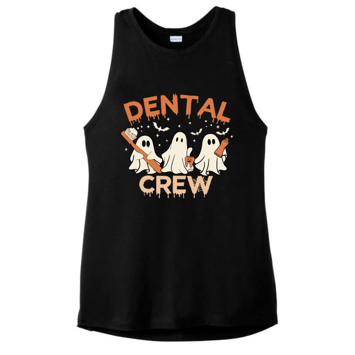 Dental Crew Funny Boo Teeth Dentist Hygiene Retro Halloween Great Gift Ladies Tri-Blend Wicking Tank