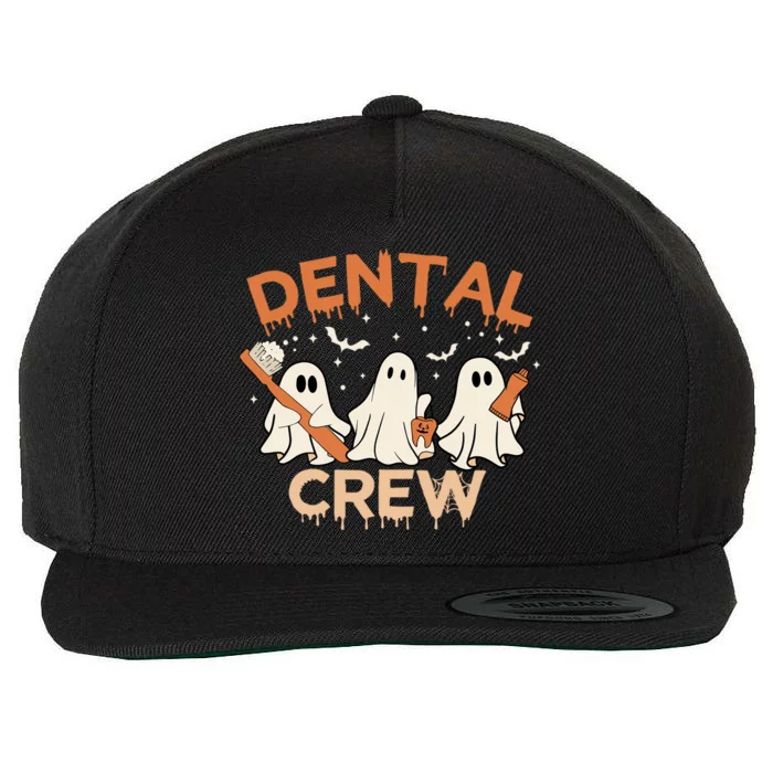 Dental Crew Funny Boo Teeth Dentist Hygiene Retro Halloween Great Gift Wool Snapback Cap