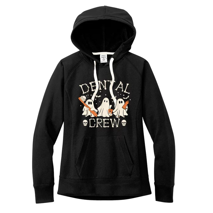 Dental Crew Funny Boo Teeth Dentist Hygiene Retro Halloween Great Gift Women's Fleece Hoodie