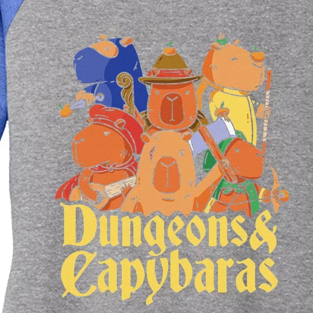 Dungeons & Capybaras Funny Capybara Lover Women's Tri-Blend 3/4-Sleeve Raglan Shirt