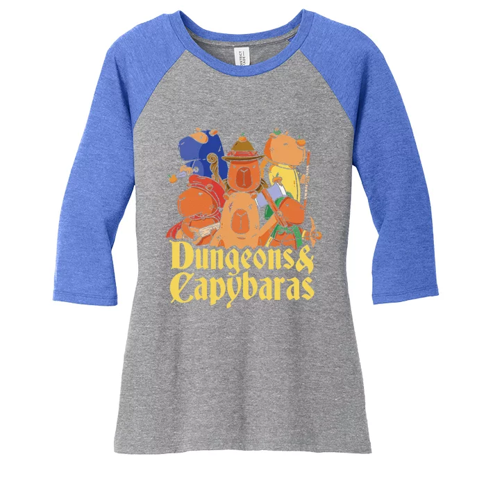 Dungeons & Capybaras Funny Capybara Lover Women's Tri-Blend 3/4-Sleeve Raglan Shirt