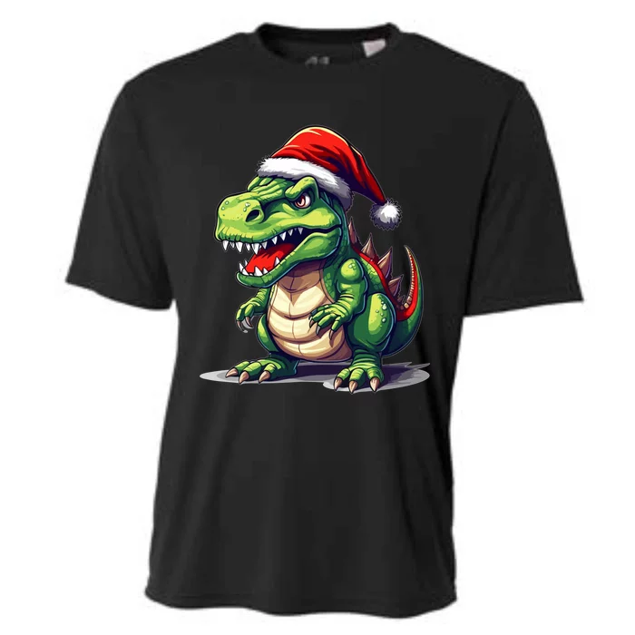 Dino Christmas Funny Trex Christmas Tree Gift Cooling Performance Crew T-Shirt