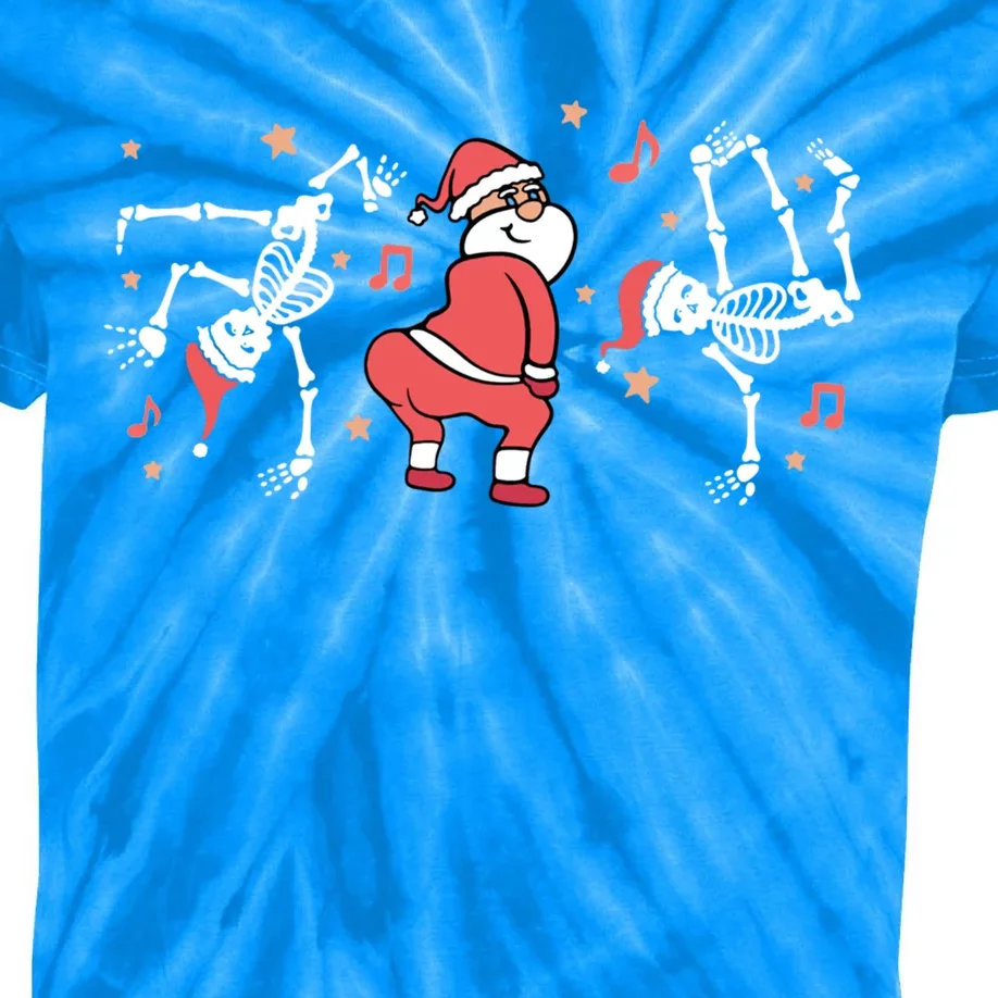 Dancing Christmas Funny Santa Skeleton Dance Xmas Gift Kids Tie-Dye T-Shirt