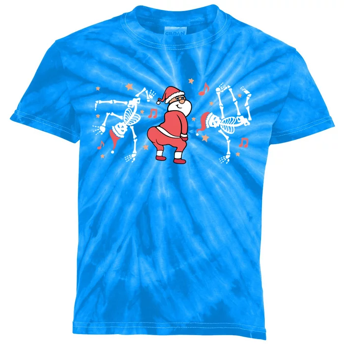 Dancing Christmas Funny Santa Skeleton Dance Xmas Gift Kids Tie-Dye T-Shirt