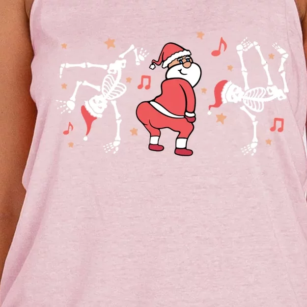 Dancing Christmas Funny Santa Skeleton Dance Xmas Gift Women's Knotted Racerback Tank