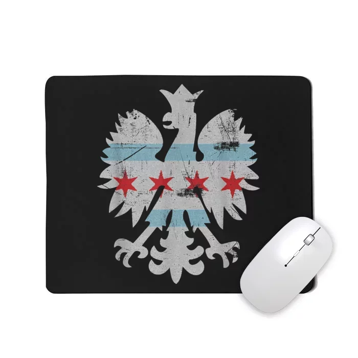 Distressed Chicago Flag Polish Poland Eagle Vintage Mousepad