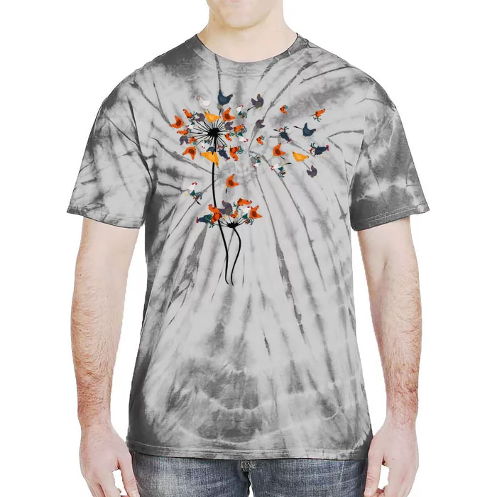 Dandelion Chicken Flower Floral Chicken Tree Lover Tie-Dye T-Shirt