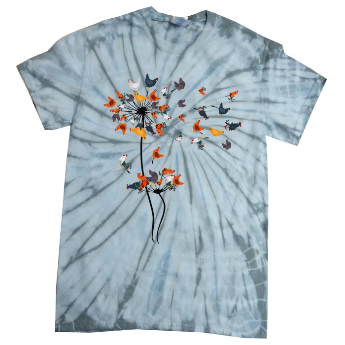 Dandelion Chicken Flower Floral Chicken Tree Lover Tie-Dye T-Shirt