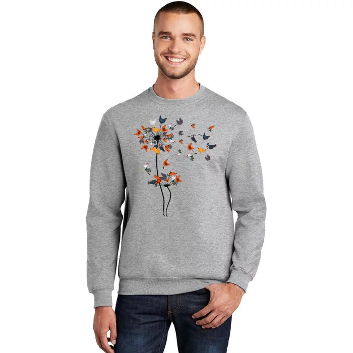 Dandelion Chicken Flower Floral Chicken Tree Lover Tall Sweatshirt