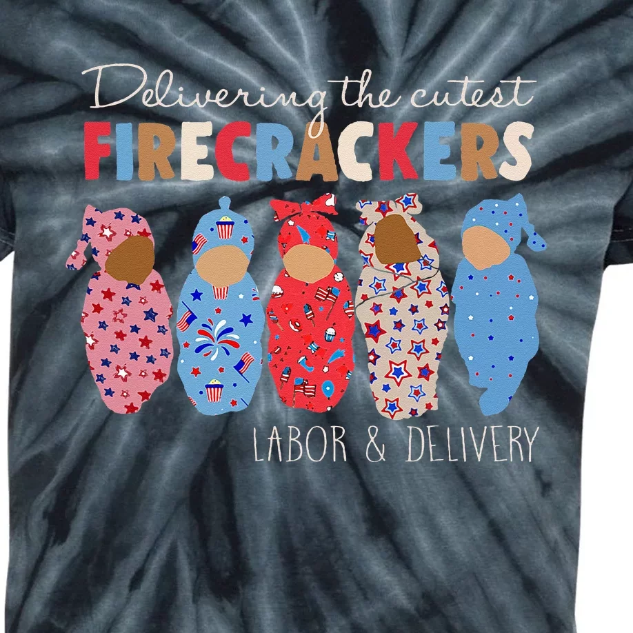 Delivering Cutest Firecrackers Funny L&D Nurse 4th Of Kids Tie-Dye T-Shirt