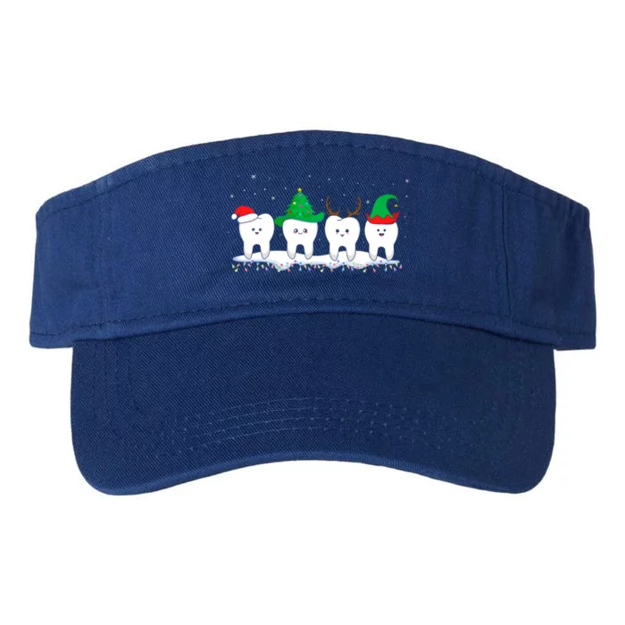 Dentist Christmas Funny Tooth Dental Gift With Xmas Hats Gift Valucap Bio-Washed Visor