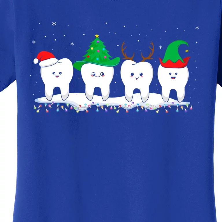 Dentist Christmas Funny Tooth Dental Gift With Xmas Hats Gift Women's T-Shirt