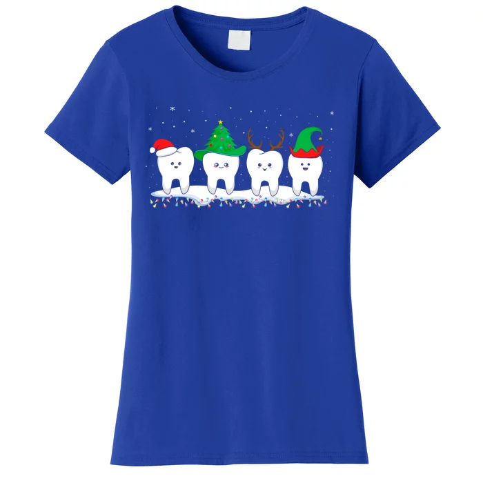 Dentist Christmas Funny Tooth Dental Gift With Xmas Hats Gift Women's T-Shirt