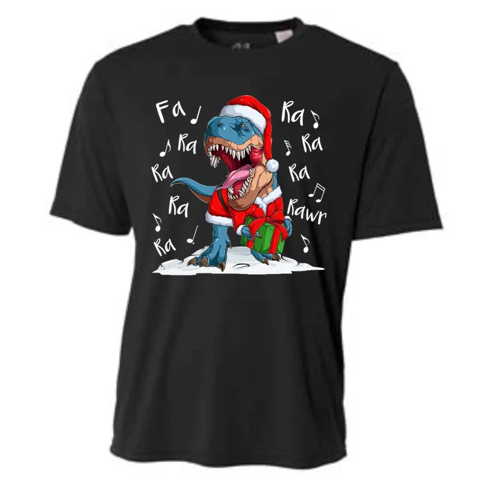 Dinosaur Christmas Fa Ra Ra Rawr Trex Santa Xmas Funny Gift Cooling Performance Crew T-Shirt