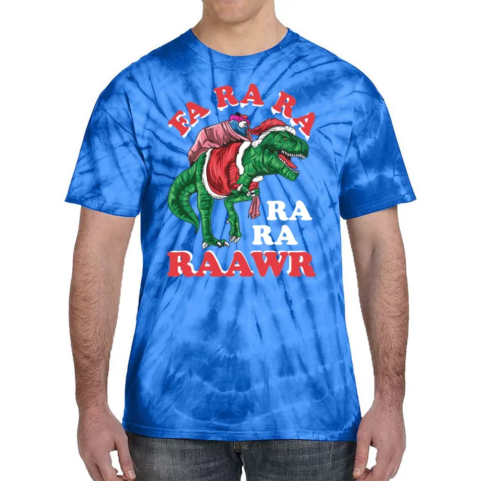 Dinosaur Christmas Fa Ra Rawr T Rex Santa Claus Gift Tie-Dye T-Shirt