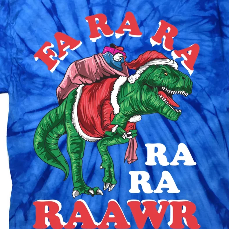 Dinosaur Christmas Fa Ra Rawr T Rex Santa Claus Gift Tie-Dye T-Shirt