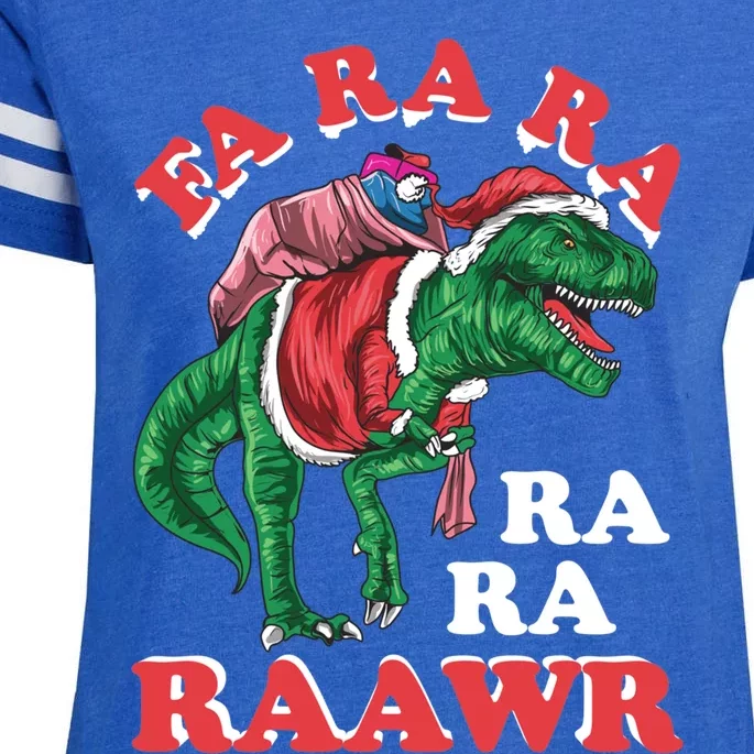 Dinosaur Christmas Fa Ra Ra Rawr T Rex Santa Merry Xmas Gift Enza Ladies Jersey Football T-Shirt