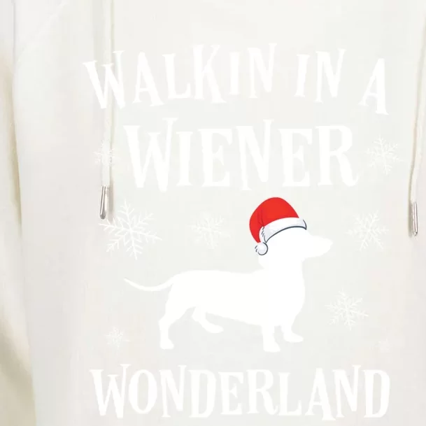 Dachshund Christmas Funny Doxie Wiener Wonderland Holiday Gift Womens Funnel Neck Pullover Hood