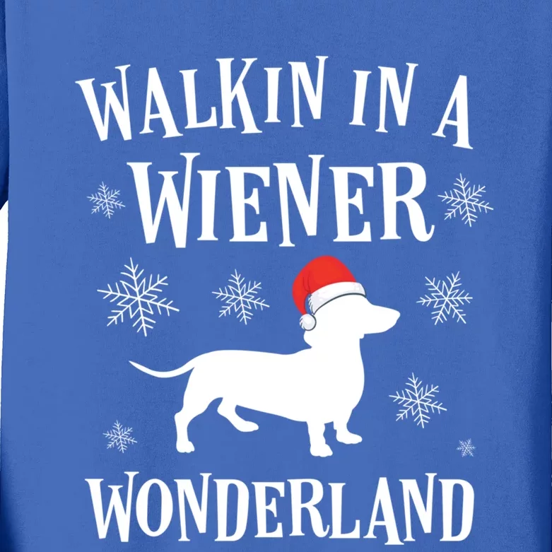 Dachshund Christmas Funny Doxie Wiener Wonderland Holiday Gift Kids Long Sleeve Shirt