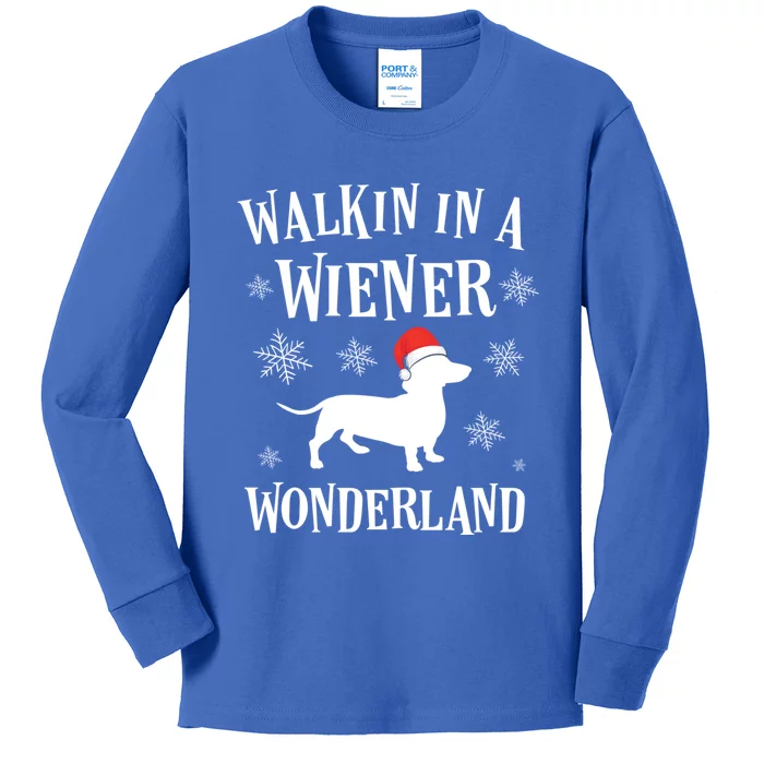 Dachshund Christmas Funny Doxie Wiener Wonderland Holiday Gift Kids Long Sleeve Shirt