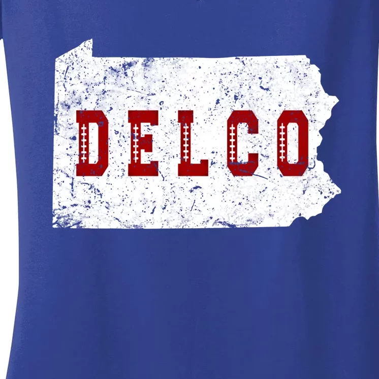 Delco County Football Letter Philadelphia Pennsylvania Lover Cool Gift Women's V-Neck T-Shirt