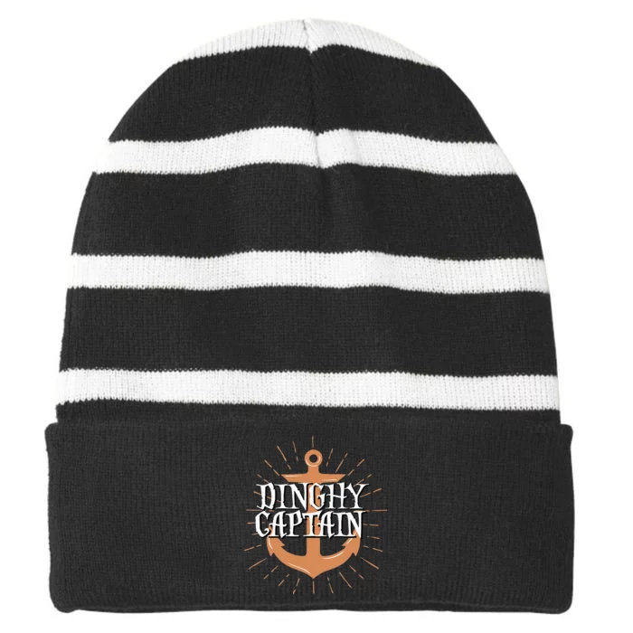 Dinghy Captain Funny Sailing Crew Boating Gift Striped Beanie with Solid Band