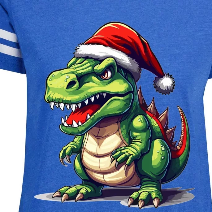 Dino Christmas Funny Trex Christmas Tree Gift Enza Ladies Jersey Football T-Shirt