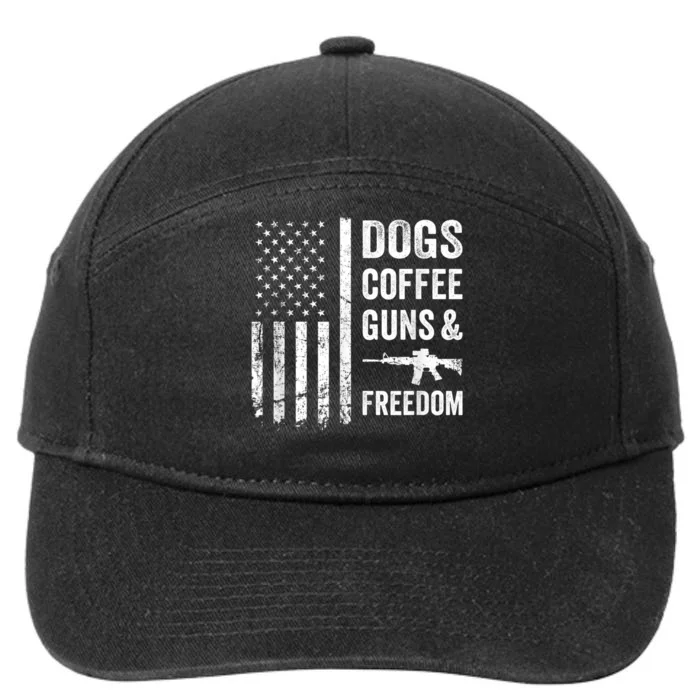 DOGS COFFEE GUNS & FREEDOM Funny Pro Gun American Flag 7-Panel Snapback Hat