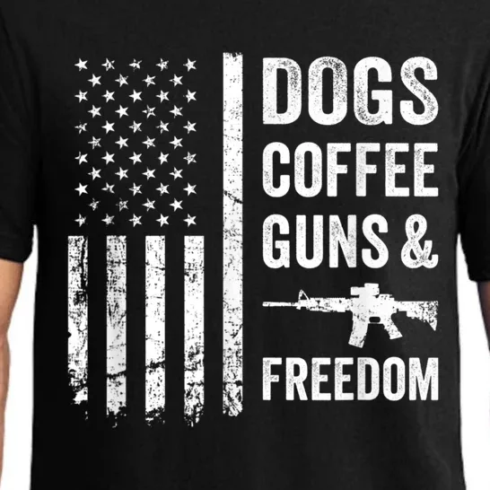 DOGS COFFEE GUNS & FREEDOM Funny Pro Gun American Flag Pajama Set