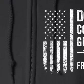 DOGS COFFEE GUNS & FREEDOM Funny Pro Gun American Flag Full Zip Hoodie