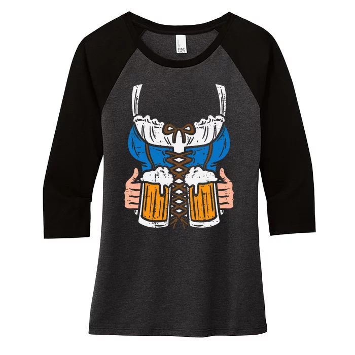 Drindl Costume German Bavarian Oktoberfest Festival Women's Tri-Blend 3/4-Sleeve Raglan Shirt