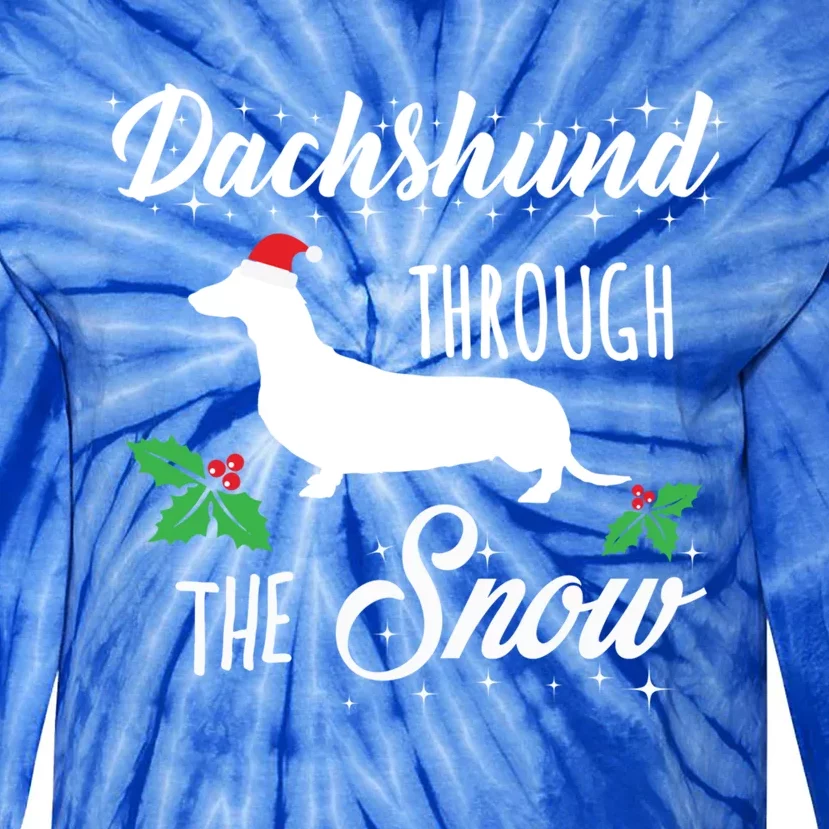 Dachshund Christmas Gift Dachshund Through Snow Dog Tee Gift Tie-Dye Long Sleeve Shirt