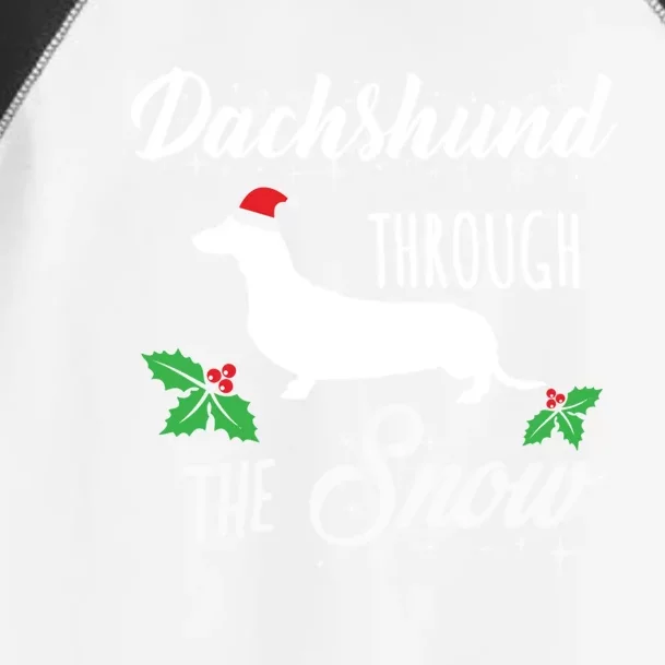 Dachshund Christmas Gift Dachshund Through Snow Dog Tee Gift Toddler Fine Jersey T-Shirt