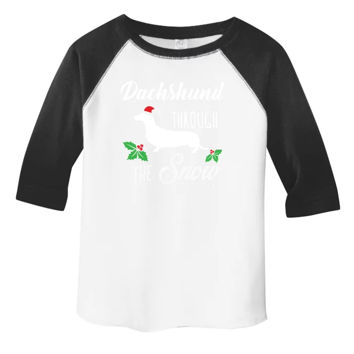 Dachshund Christmas Gift Dachshund Through Snow Dog Tee Gift Toddler Fine Jersey T-Shirt