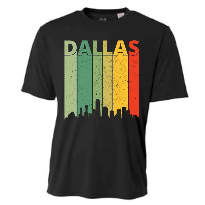 Dallas Cool Gift 80s Vintage Retro Dallas Texas Skyline Gift Cooling Performance Crew T-Shirt