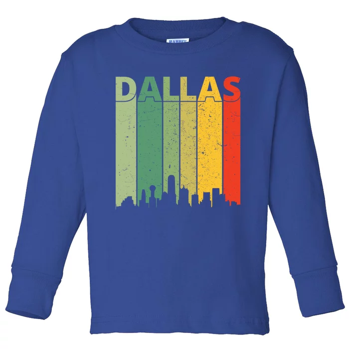 Dallas Cool Gift 80s Vintage Retro Dallas Texas Skyline Gift Toddler Long Sleeve Shirt