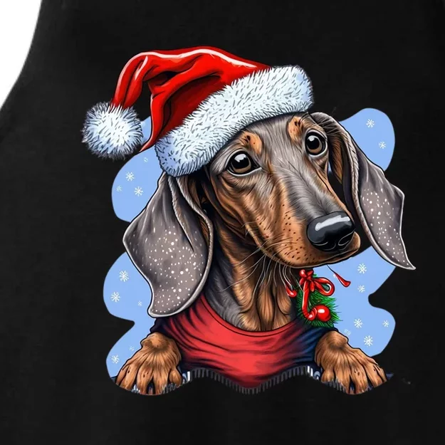 Dachshund Christmas Gift Ladies Tri-Blend Wicking Tank