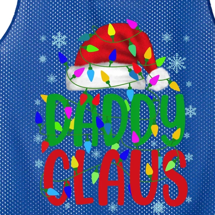 Daddy Claus Gift Christmas Lights Pajama Matching Family Cute Gift Mesh Reversible Basketball Jersey Tank