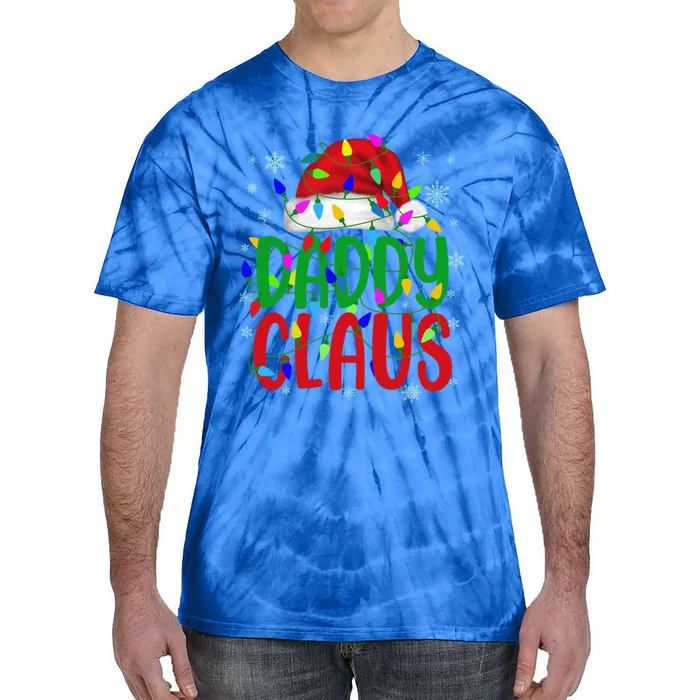 Daddy Claus Gift Christmas Lights Pajama Matching Family Cute Gift Tie-Dye T-Shirt