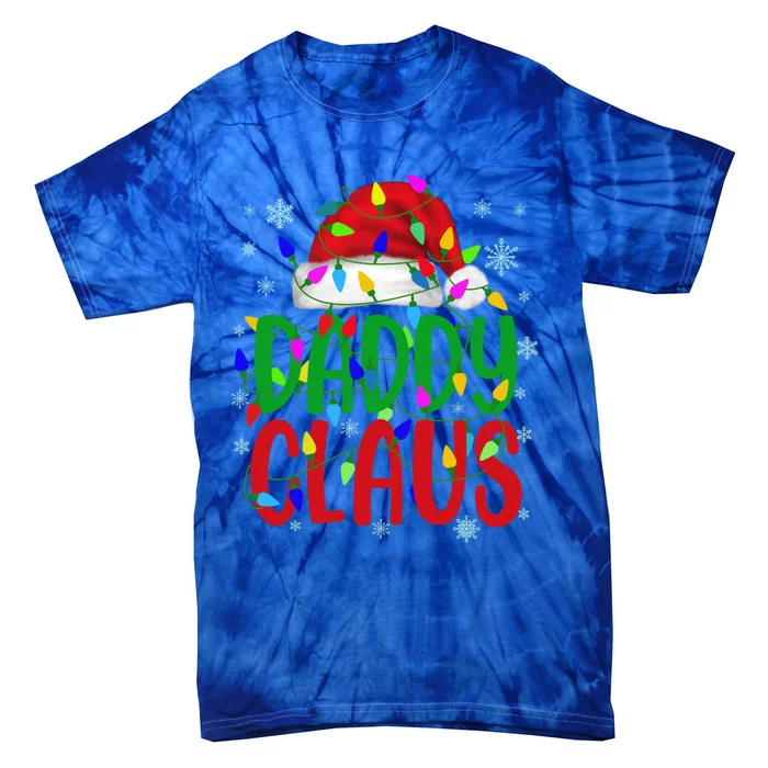 Daddy Claus Gift Christmas Lights Pajama Matching Family Cute Gift Tie-Dye T-Shirt