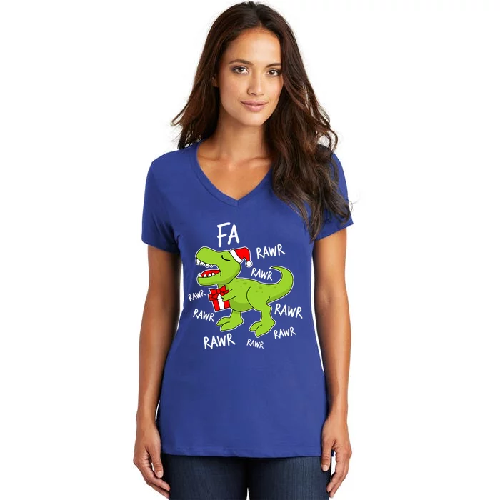 Dinosaur Christmas Gift Fa Ra Rawr Tree Rex Xmas Gift Great Gift Women's V-Neck T-Shirt