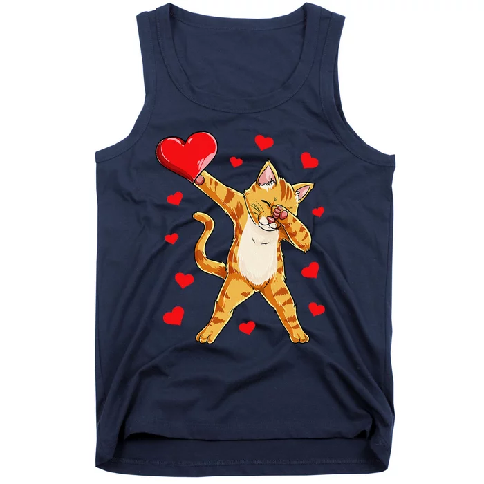 Dabbing Cat Heart Valentines Day Kitty Kitten Lovers Tank Top