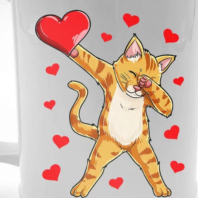 Dabbing Cat Heart Valentines Day Kitty Kitten Lovers Front & Back Beer Stein