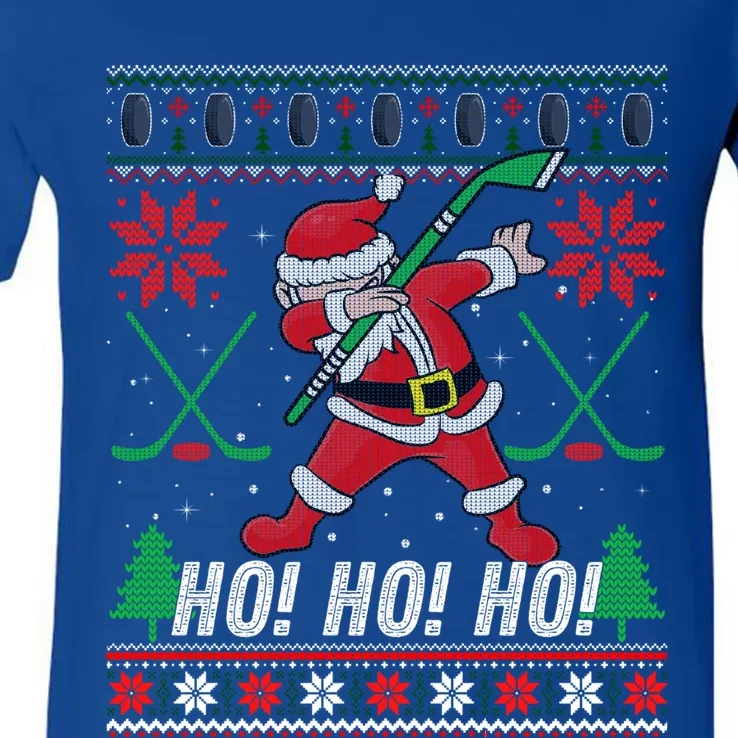 Dabbing Christmas Hockey Ugly Sweater Gift V-Neck T-Shirt