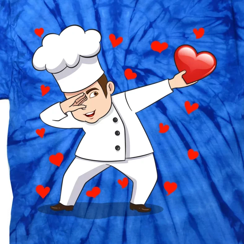 Dabbing Chef Heart Love Valentines Day Cooking Lovers Gift Tie-Dye T-Shirt