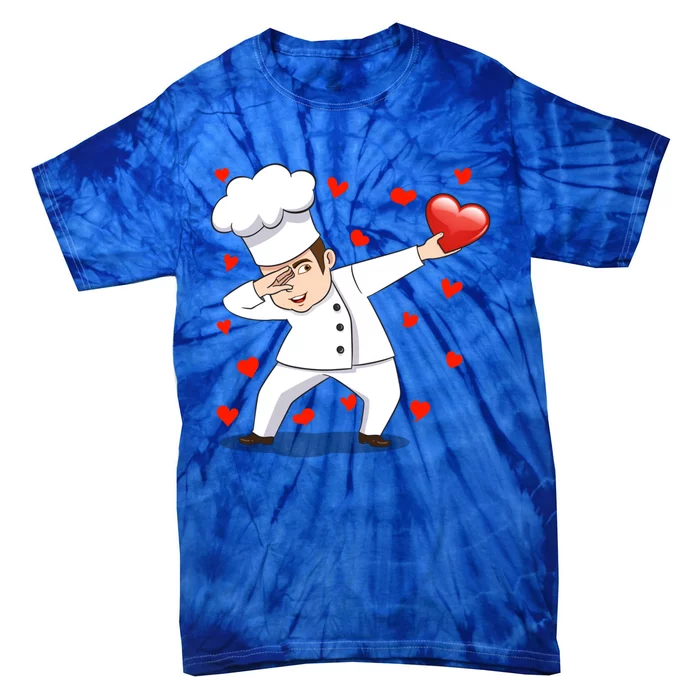 Dabbing Chef Heart Love Valentines Day Cooking Lovers Gift Tie-Dye T-Shirt