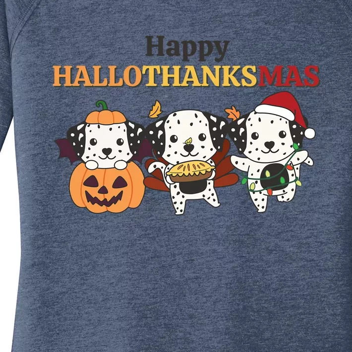 Dalmatian Christmas Halloween Costume Happy Hallothanksmas Meaningful Gift Women's Perfect Tri Tunic Long Sleeve Shirt